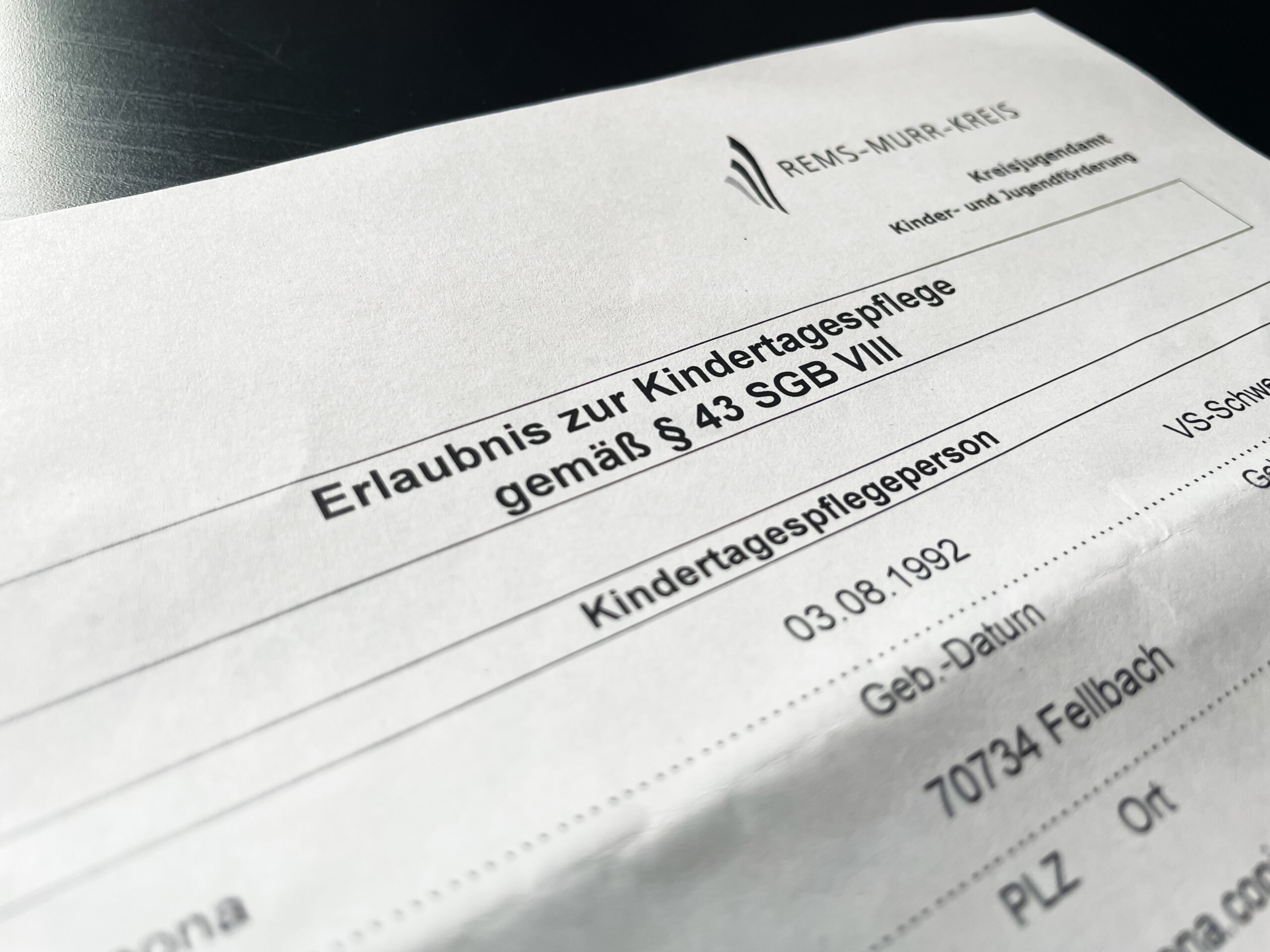 Erlaubnis zur Kindertagespflege